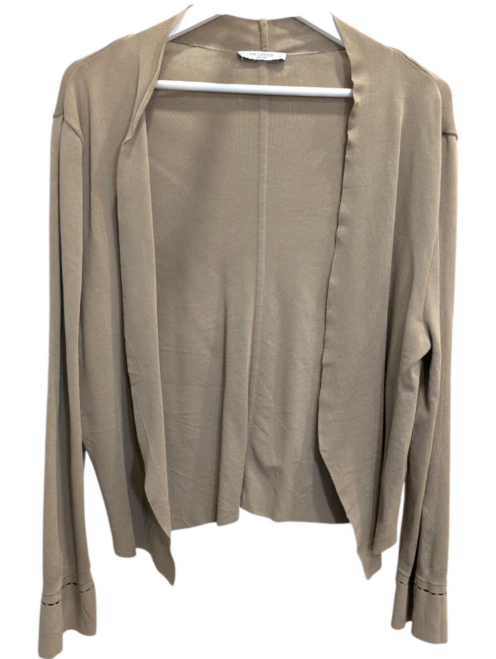 MM LaFleur Woolf Jardigan XL Taupe Tan Knit Open Front Cardigan Jacket Cuffs